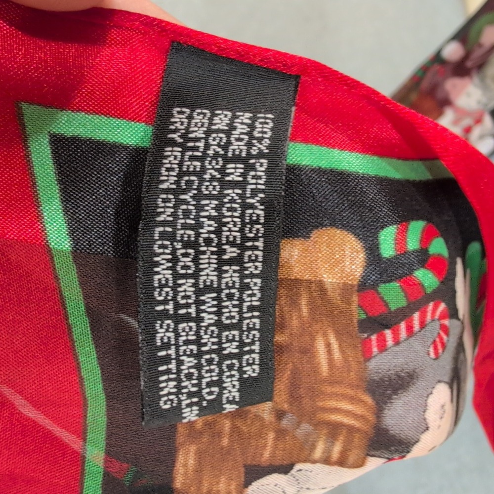 Christmas Dogs Puppies Holiday Scarf Black Red Border Oblong Polyester - Picture 5 of 6